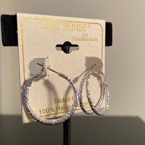 Silver Textured Hoop Earrings